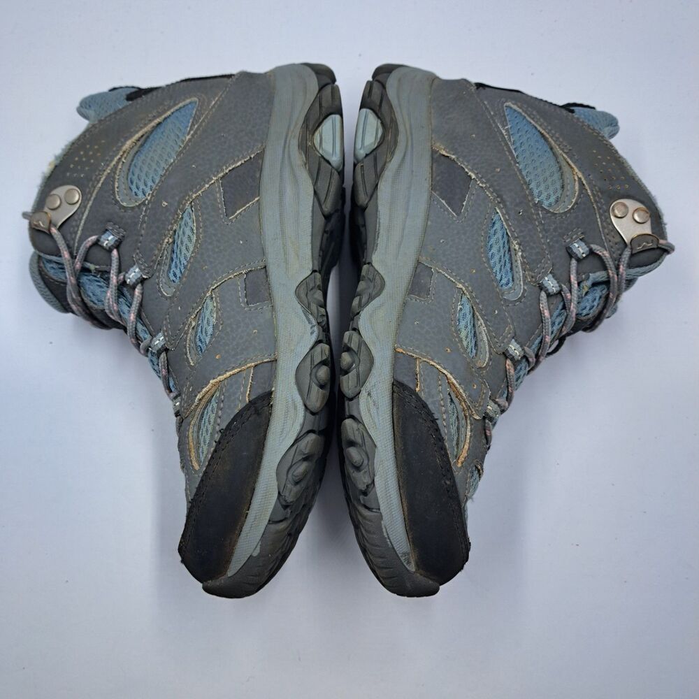 Merrell Kids Moab 3 Mid Waterproof Hiking Boots Size 4.5 Kids Gray Blue Pink - Picture 7 of 9